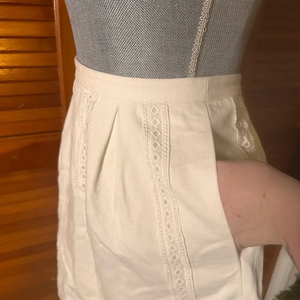 J. Crew White A-Line Crochet Lace Detail Mini Skirt